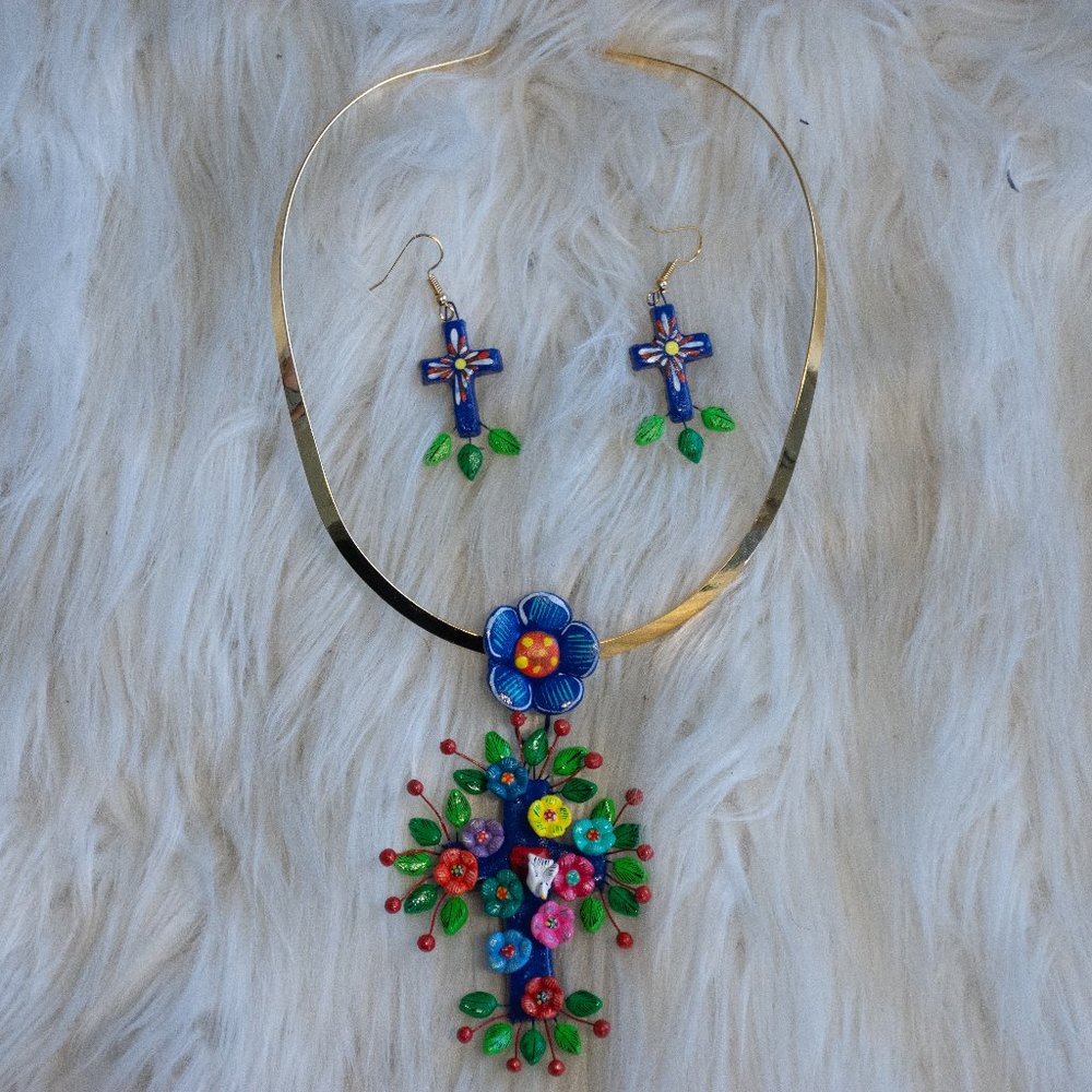 Pottery Cross Necklace